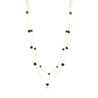 Yellow Gold Black Beads Soral Chain Double Necklace L67