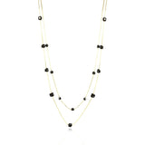 Yellow Gold Black Beads Soral Chain Double Necklace L67