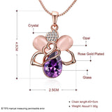 Rose Gold Plated Necklace Pendant Heart AAA Purple 20 Inches 1MM Lobster B146