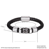 Stainless Steel Leather Bracelet 8.5 Inches 12MM Magnetic L335