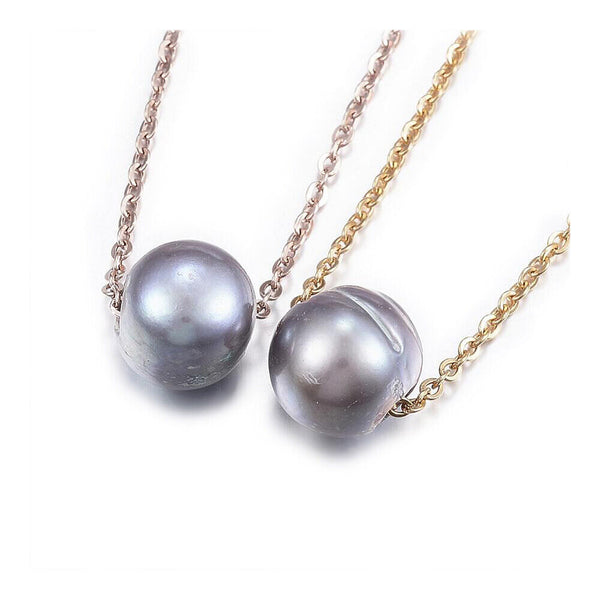 304 Stainless Steel Beaded Necklaces Pearl Round Mixed Color 17.7" Z464