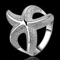 Sterling Silver Plated Fashion Ring Women Starfish B368