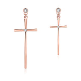 Rose Gold Platinum Plated  Earrings Drop Dangle  Push Back .88" L177