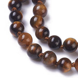 Tiger Eye Necklace Beaded Stone Stainless Steel Lobster Clasp 18" Z488