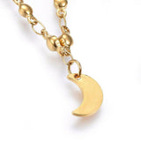 304 Stainless Steel Charm Bracelet Lobster Moon Gold 8.2" 3mm  A96