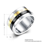 Stainless Steel Band Wedding Ring Black Yellow Men's Unisex Roman Numbers B424