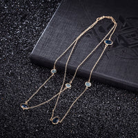 Yellow Gold Plated Necklace Chain AAA Zirconia Blue Lobster Clasp B379