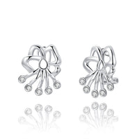 Sterling Silver Plated Earrings Flower Stud  Push Back Clasp L702