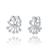 Sterling Silver Plated Earrings Flower Stud  Push Back Clasp L702