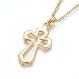 Stainless Steel Pendant Necklace Chain Lobster Religion Cross Gold 17.5" A238