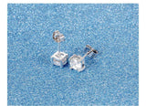 White Gold Plated Earring  Square AAA Cubic Zirconia 6mm Women's G253