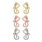 Rose Gold Plated Earrings Stud Push Back Cat .48" L263