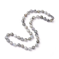Labradorite Necklace Stainless Steel Lobster Clasp 18.6" 47.3cm 8~8.5mm Z489