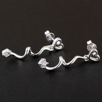 Sterling Silver Plated Earrings AAA Zirconia Push Back Heart .24" L369