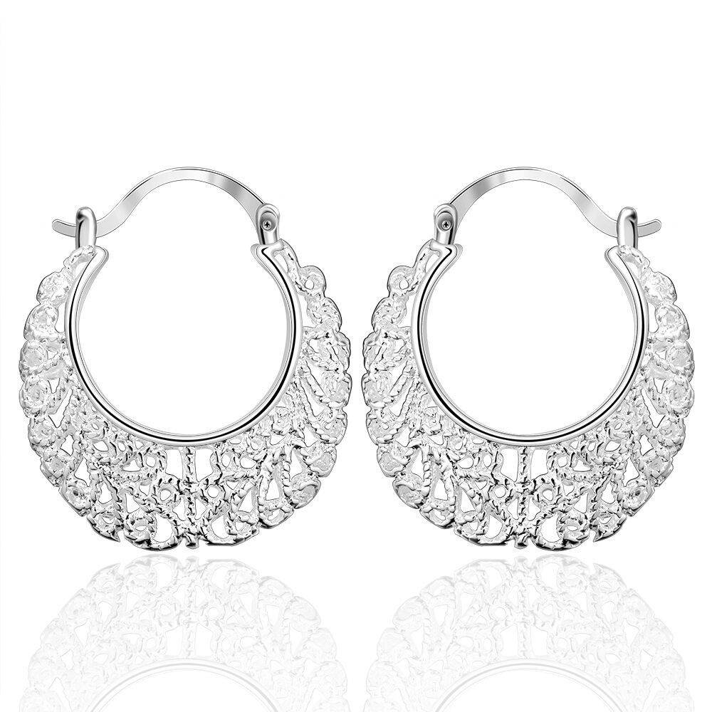 Sterling Silver Dangle Chandelier Latch Back Pierced Earrings L159