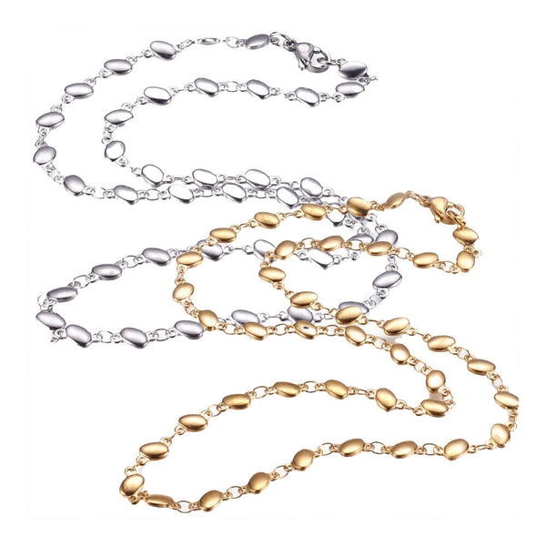 Stainless Steel Necklace Lobster Ion Plating  IP Oval Gold 17.7" 45cm Z636