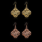 Yellow Rose Gold Plated Earrings Flower Chadelier Fish Hook Clasp L652