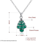 Brass Enamel Pendant Necklace Christmas Tree Green Silver 17.7" P22