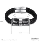 Stainless Steel Leather Bracelet 8 Inches 12MM  Magnetic L397