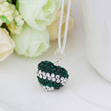 Sterling Silver Necklace Pendant Heart Green Zirconia 18 Inches 1MM Lobster B29