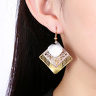 Yellow Gold Platinum Plated Earrings Chandelier Fish Hook Clasp L625