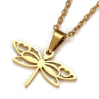 Stainless Steel Set Pendant Necklace Earrings Dragonfly 15.7" 0.7mm Z804