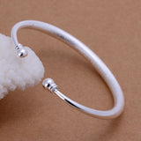 Women's Mens Unisex Sterling Silver Plated Bracelet Adjustable 5MM no clasp L30