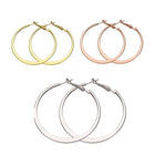 Hoop White Yellow Rose Gold Plated French Back Hoop Earrings L134