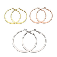 White Yellow Rose Gold Plated French Back Hoop Earrings L134