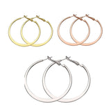 White Yellow Rose Gold Plated French Back Hoop Earrings L134