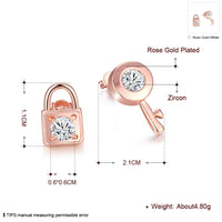 Rose Gold Plated  Earrings Stud AAA Zirconia Push Back .84" L171