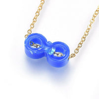 304 Stainless Steel Pendant Necklace Epoxy Resin Infinity Blue Gold 18"  A270