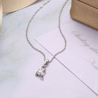 Sterling Silver Necklace Pendant Drop AAA Zirconia 18" 1MM Lobster Clasp B428