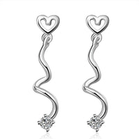 Sterling Silver Plated Earrings AAA Zirconia Push Back Heart .24" L369