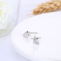 Sterling Silver Plated  Earrings Stud AAA Zirconia  Push Back Clasp L723