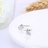 Sterling Silver Plated  Earrings Stud AAA Zirconia  Push Back Clasp L723