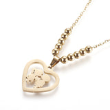 Stainless Steel Set Earrings Pendant Necklace Heart Valentine Day Gold 18" P860