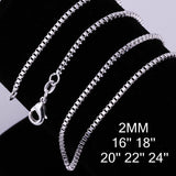 Sterling Silver Plated Necklace Chain 18-24 Inches 2MM Lobster Clasp B361