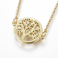 Stainless Steel Pendant Necklace  Life Tree Gold 17.71 inches 45cm Z664