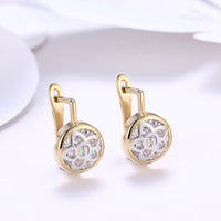 Yellow Gold Plated Earrings  Drop Dangle AAA Zirconia  Latch Back Clasp L576