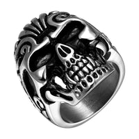 Stainless Steel Vintage Antique Ring Mens Skull Biker Ghotic Black B523