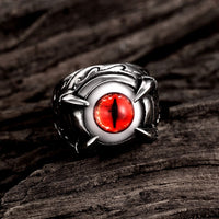 Stainless Steel Gothic Biker Tribal Ring Black Red Men's Unisex Evil Eye B227