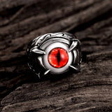 Stainless Steel Gothic Biker Tribal Ring Black Red Men's Unisex Evil Eye B227