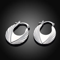 Sterling Silver Plated  Earrings Hoop Hinged Hoop .76" L393