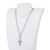 Non-magnetic Hematite Pendant Necklace Rosary Cross Virgin 20" Z505