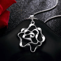 Sterling Silver Plated Necklace Pendant Flower 18" 1MM Lobster Clasp B372