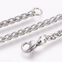 304 Stainless Steel Wheat Chain Bracelet Lobster Silver Color 7.8" 3mm  A115