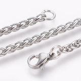 304 Stainless Steel Wheat Chain Bracelet Lobster Silver Color 7.8" 3mm  A115