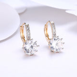 Yellow Gold Plated Earrings  Hoop Huggies AAA Zirconia  Latch Back Clasp L552
