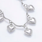 304 Stainless Steel Charm Bracelet Lobster Heart Silver Color 8.2" 2.5mm  A66